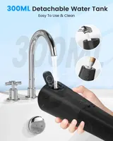 Water Flosser, Cordless Water Dental Flosser, 9 Jet Tips 5 Modes 300ML IPX7 Waterproof, Portable Rechargeable Oral Irrigator for Home Travel - Gums, Orthodontic, Braces Care - Black
