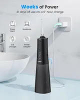 Water Flosser, Cordless Water Dental Flosser, 9 Jet Tips 5 Modes 300ML IPX7 Waterproof, Portable Rechargeable Oral Irrigator for Home Travel - Gums, Orthodontic, Braces Care - Black — фото 2
