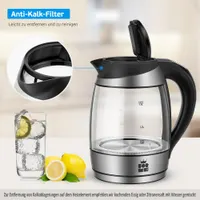 FOR ME Glass Electric Kettle 1.8 L, Temperature Control, Temperature Selection 40 °C to 100 °C, 7 Colours LED-Lighting, Warm-Keeping Function, BPA-Free — фото 3