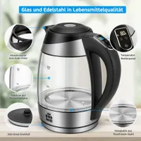 FOR ME Glass Electric Kettle 1.8 L, Temperature Control, Temperature Selection 40 °C to 100 °C, 7 Colours LED-Lighting, Warm-Keeping Function, BPA-Free — фото 4