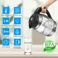 FOR ME Glass Electric Kettle 1.8 L, Temperature Control, Temperature Selection 40 °C to 100 °C, 7 Colours LED-Lighting, Warm-Keeping Function, BPA-Free — фото 5