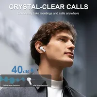 Беспроводные наушники Bluetooth 5.3 (белые), ENC, 40ч, Hi-Fi, LED-дисплей, IP7, микрофон, Touch Control — фото 4