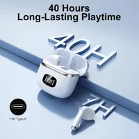 Бездротові навушники Bluetooth 5.3 (білі), ENC, 40г, Hi-Fi, LED-дисплей, IP7, мікрофон, Touch Control — фото 2