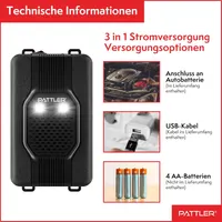 Ультразвуковий відлякувач куниць PATTLER для авто з LED спалахом, 12V/USB/AA
