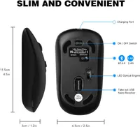 Бездротова миша Dual-Mode Без бренду (Bluetooth + 2.4G), Акумуляторна, Чорна БВ — фото 7