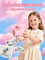 Детский фотоаппарат HODDRCCN с печатью 1080P карта 32GB 3 рулона бумаги розовый — фото 9