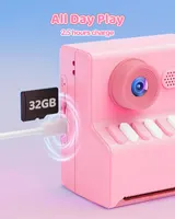 Дитячий фотоапарат HODDRCCN з друком 1080P карта 32GB 3 рулони паперу рожевий