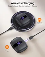Бездротові навушники TWS 60 годин роботи dual LED дисплей вологозахист IPX5 мікрофон чорні — фото 3