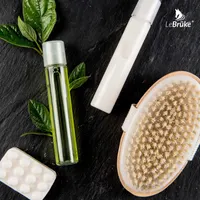 Щётка для сухого массажа Lebrüke®, натуральная щетина, антицеллюлитная, улучшает кровообращение, для тела — фото 6