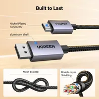 Кабель DisplayPort to HDMI 4K 6.6FT uni-directional алюминиевый, коннектор male-to-male | UGREEN — фото 4