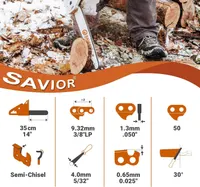 Ланцюг для бензопили Savior 3-Pack, 14 дюймів (3 шт.), міцний ріжучий ланцюг для пилки, запасний комплект — фото 2