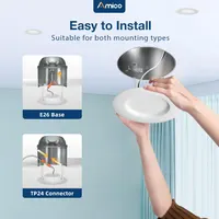 Amico 5/6 inch 5CCT LED Recessed Lighting 12 Pack, Dimmable, Damp Rated, 12.5W=100W, Can Lights with Baffle Trim, Retrofit Installation, ETL&FCC, White — фото 4