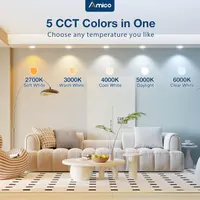 Amico 5/6 inch 5CCT LED Recessed Lighting 12 Pack, Dimmable, Damp Rated, 12.5W=100W, Can Lights with Baffle Trim, Retrofit Installation, ETL&FCC, White — фото 5