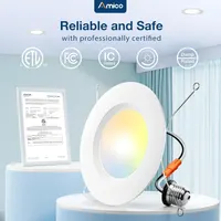 Amico 5/6 inch 5CCT LED Recessed Lighting 12 Pack, Dimmable, Damp Rated, 12.5W=100W, Can Lights with Baffle Trim, Retrofit Installation, ETL&FCC, White — фото 6