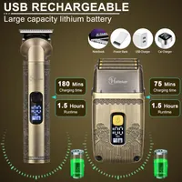 Hatteker Professional Hair Clipper Electric Razor Foil Shavers for Men Body Nose Ear Hair Grooming Kit with Triple Blades Cordless Waterproof — фото 6