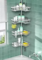 Corner Shower Caddy,Height Adjustable Telescopic Shower Caddy from 25 to 114 inches, Rustproof Bathroom Shelf with 4 Baskets, No Drilling Silver — фото 7