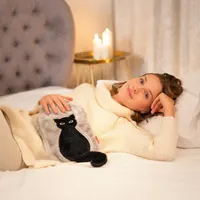 Плюшева грілка soxo з чохлом у вигляді кота, муфта для рук, для зняття болю в шиї, спині, животі, 1.8 л — фото 2