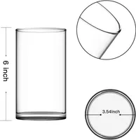 Set of 6 Clear Glass Cylinder Vases (1 Sponge Brush Included), 3.5” W x 6” H, Flowers Vases, Decorative Centerpieces for Home, Events or Weddings — фото 2