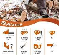 Набір з 3 ланцюгів для бензопили Savior 14 дюймів (3/8" LP, .043", 52 ланки) для EGO, Makita, KOBALT, Worx — фото 2