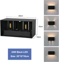 LED Waterproof Wall Lamp in Black/White for Indoor and Outdoor Decoration Lighting Aluminum Wall Lights AC(Black,L) — фото 5