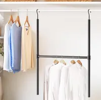 Регульована підвісна штанга для шафи Simple Houseware, для одягу, органайзер для гардеробу, чорна — фото 5