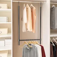 Регулируемая подвесная штанга для шкафа Simple Houseware, для одежды, органайзер для гардероба, черная — фото 6
