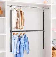 Simple Houseware Adjustable Closet Hanging Rod, Black — фото 4