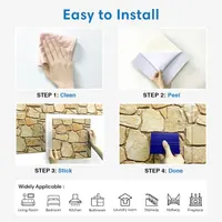 3D-панели для стен под камень (10 шт., 30x30 см), самоклеящаяся ПВХ-плитка для фартука, декор, коричневый — фото 3