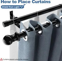 Double Curtain Rods 28 to 145 Inch Black 1 Inch Heavy Duty Dual Curtain Rod Set for Windows Drapery Rod Splicing Rods Adjustable Decorative Curtain Rod for Bedroom, Window, Patio, Sliding Glass Door — фото 6