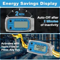 1" 2.6-26 GPM Inline NPT Thread Flowmeter, Digital Turbine Fuel Flow Meter, for Water, Diesel, Gas Oil, Gasoline, and Other Liquids - Supports Gallon, QTS, PTS, L, m³ with 3/4 in Adapters — фото 2