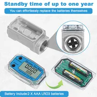 1" 2.6-26 GPM Inline NPT Thread Flowmeter, Digital Turbine Fuel Flow Meter, for Water, Diesel, Gas Oil, Gasoline, and Other Liquids - Supports Gallon, QTS, PTS, L, m³ with 3/4 in Adapters — фото 5