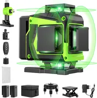 Лазерный уровень 4D 16 линий 4x360 самовыравнивающийся зеленый луч 2 аккумулятора пульт ДУ
