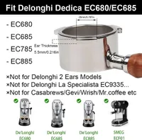 51mm Bottomless Portafilter 3 ears Only for Delonghi Dedica EC680/EC685/EC785/EC820/EC850/EC860 | with Filter Basket and Wooden Handle — фото 7