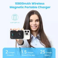 Магнитный повербанк 10800мАч MagSafe, беспроводная зарядка 4в1 для iPhone и Apple Watch — фото 4