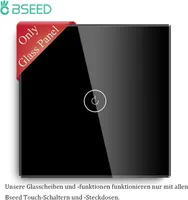 Сенсорный выключатель света BSEED 1-клавишный, черная стеклянная панель 86x86мм, без Wi-Fi — фото 3