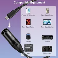 Аудиокабель J&D USB-C на XLR (Male), 2м, плетеный, для усилителя, динамика, микшера — фото 2