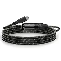 Аудиокабель J&D USB-C на XLR (Male), 2м, плетеный, для усилителя, динамика, микшера — фото 3