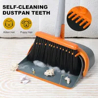 Dirty Fox Broom and Dustpan Set with 54 Inch Long Handle - Perfect Dust Pan and Brush Combo for Home Efficient Cleaning (Orange and Grey) — фото 7