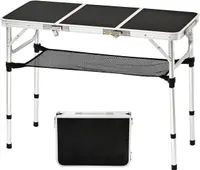 Tri-fold Folding Picnic Table, 3ft Camping Table Lightweight Portable Aluminum Outdoor Table with Adjustable Heights for Backyard BBQ Party — фото 2