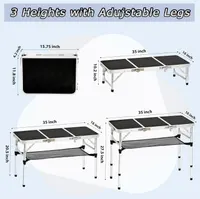 Tri-fold Folding Picnic Table, 3ft Camping Table Lightweight Portable Aluminum Outdoor Table with Adjustable Heights for Backyard BBQ Party — фото 4