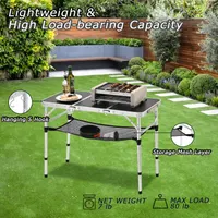 Tri-fold Folding Picnic Table, 3ft Camping Table Lightweight Portable Aluminum Outdoor Table with Adjustable Heights for Backyard BBQ Party — фото 6