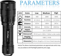 Wurkkos DL10R Diving Light, 4500 Lumen Underwater Flashlight with Cree XHP70.2 LED, IPX8, Rechargeable Submarine Lamp with 5000mAh 2 1700 Battery — фото 3