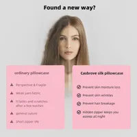Рожева шовкова наволочка Casbrove Mulberry Silk для волосся і шкіри, стандарт, з блискавкою, м'яка та повітропроникна