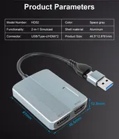 Адаптер USB-C/USB 3.0 на 2xHDMI, спліттер для 2 моніторів, режим розширення Windows/Mac — фото 3