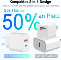 Зарядний пристрій [MFi] (2 шт) 20Вт, USB-C/USB-A, кабель USB-C to Lightning 2м, для iPhone 14/13/12/11/XS — фото 3