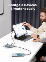 Магнитный павербанк UGREEN 10000 мАч, MagSafe, PD 20 Вт, QC 3.0, 3 выхода, с подставкой, для iPhone 16/15/14/13/12 — фото 5