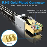 Ethernet-кабель Cat 8 10 м, плоский, 40 Гбіт/с, 2000 МГц, нейлонове обплетення, LAN RJ45 — фото 2
