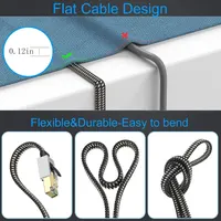 Ethernet-кабель Cat 8 10 м, плоский, 40 Гбіт/с, 2000 МГц, нейлонове обплетення, LAN RJ45 — фото 8