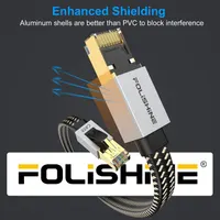 Ethernet-кабель Cat 8 10м, плоский, 40Гбит/с, 2000МГц, нейлоновая оплетка, LAN RJ45 — фото 4