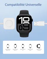 Бездротовий зарядний Apple Watch 1 м USB-A + адаптер 5 Вт, iWatch 10-5/SE/Ultra